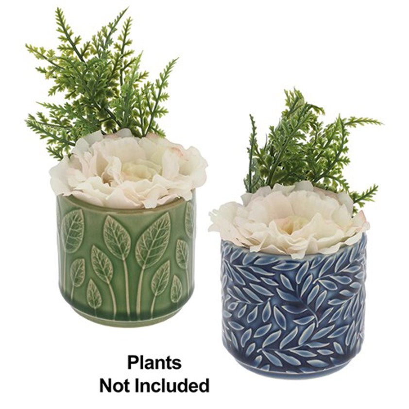 Deco Glaze Planter Leaves Mini