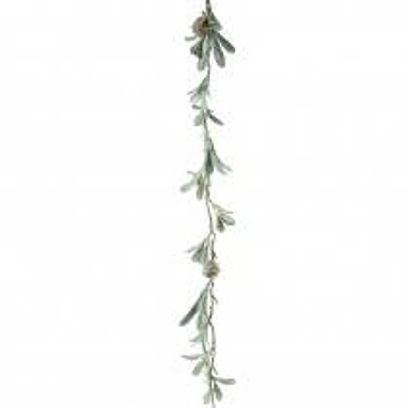 Pale Green Leaf Garland With Pinecone