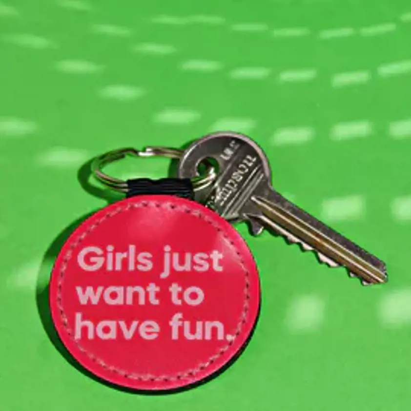 Say It With Songs PU Leather Keyring - Girls Just Want To Have Fun - Cyndi Lauper