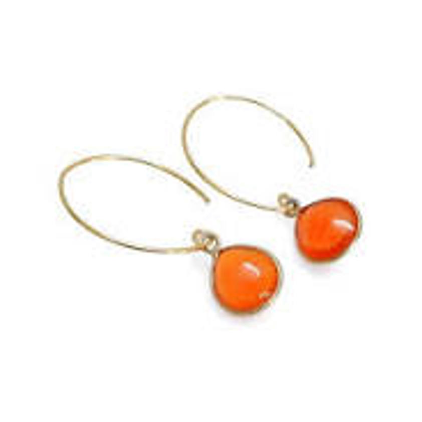 Orange Gemstone - Gold Plated Earrings