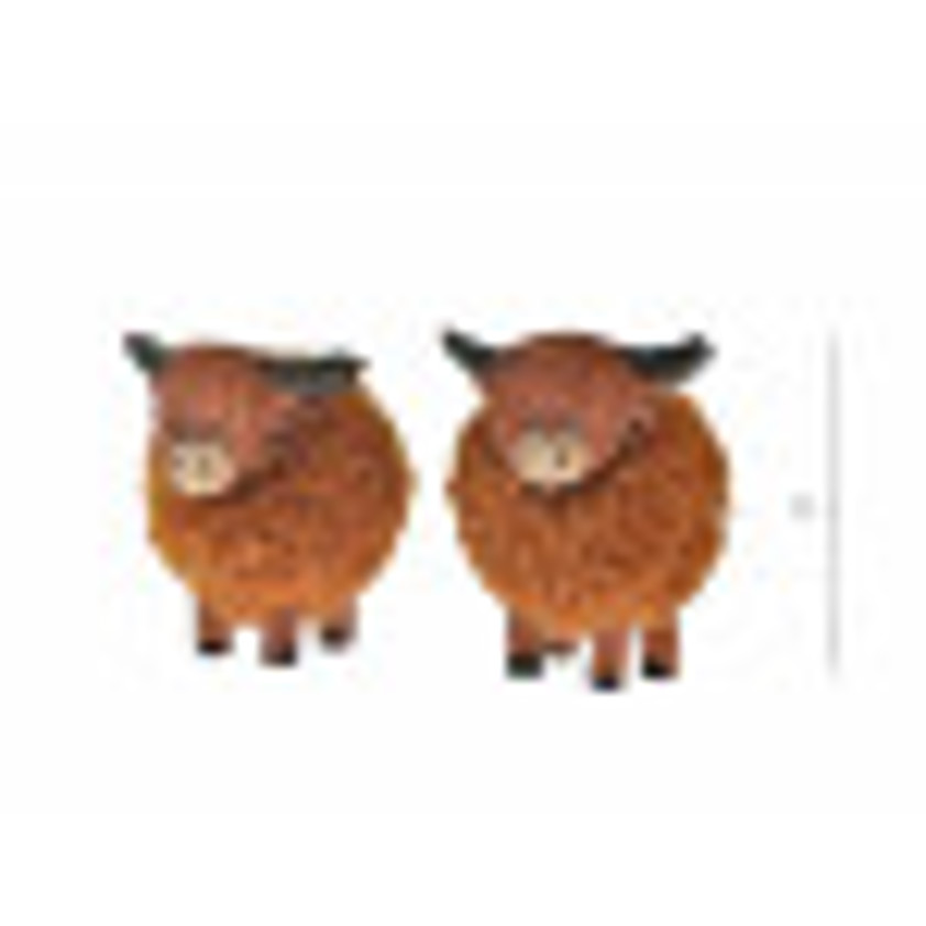 Highland Pom Pom Wooden Cow