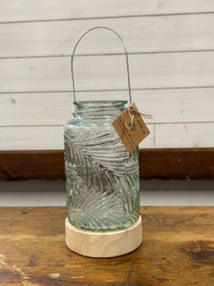 LED vase with wooden base