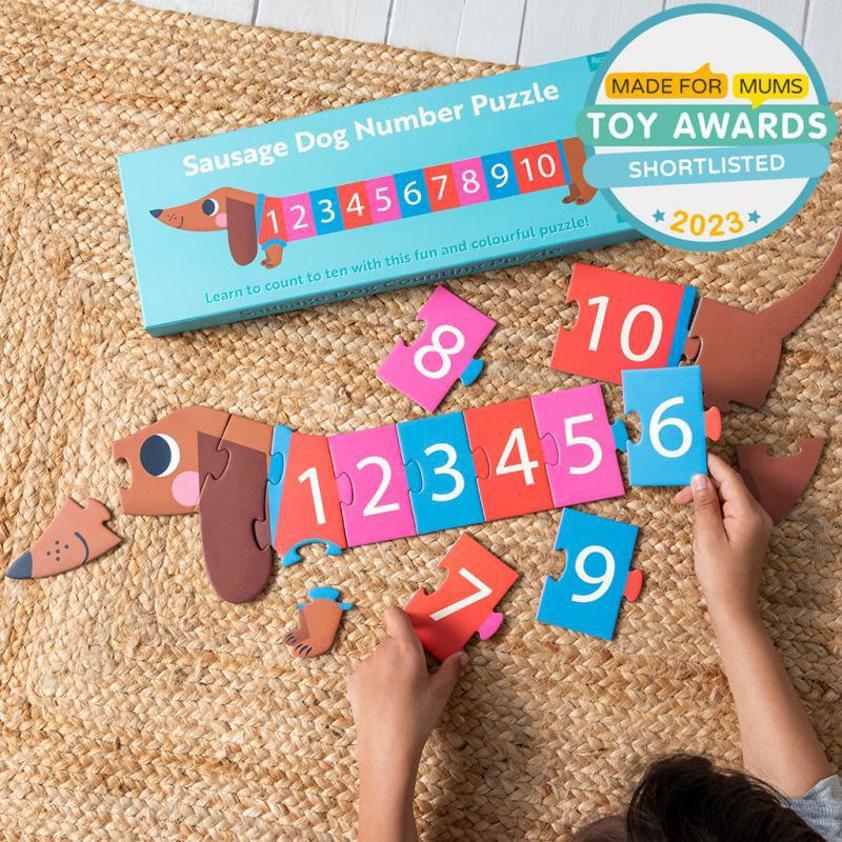 Number floor puzzle (16 pieces) - Sausage Dog