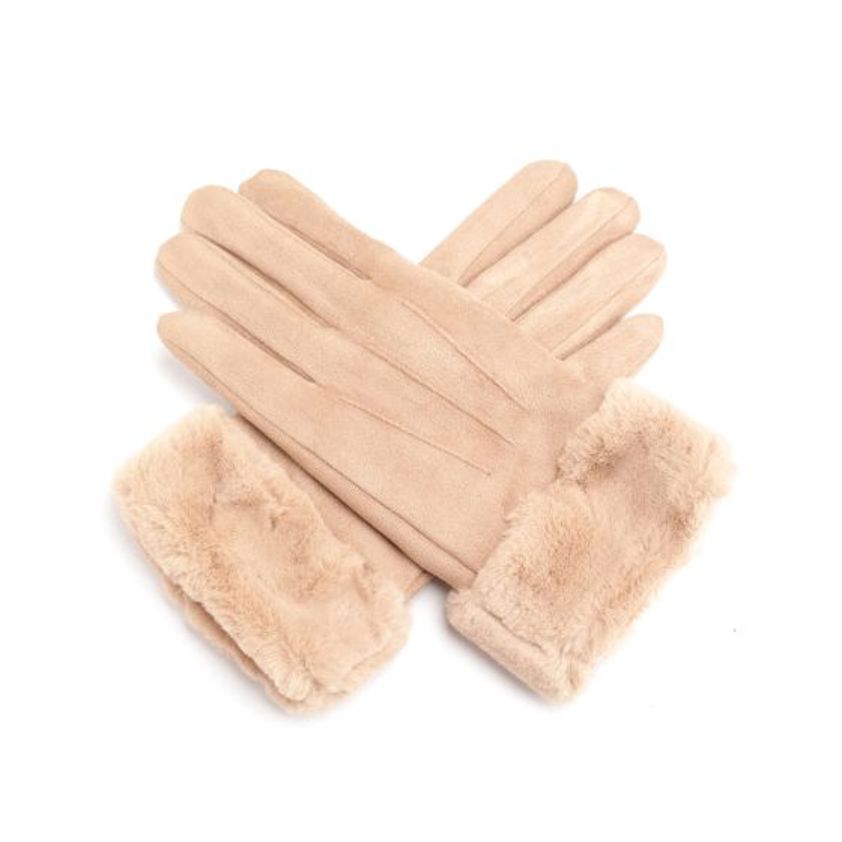 Gloves Fur Trim Mushroom