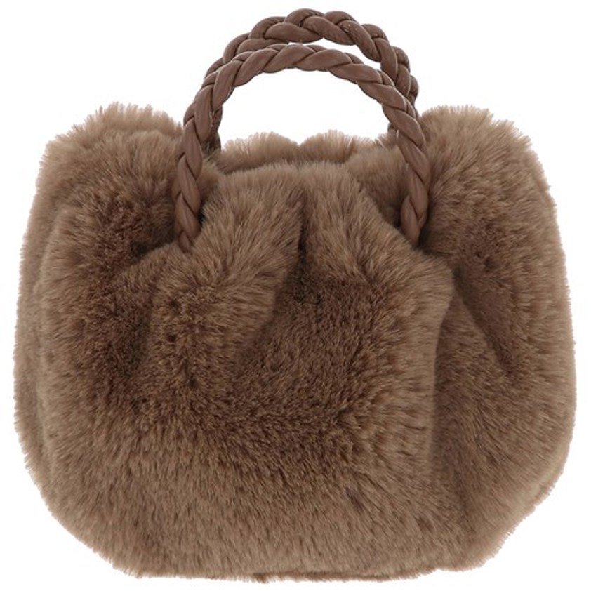 Faux Fur Small Handbag Mocha