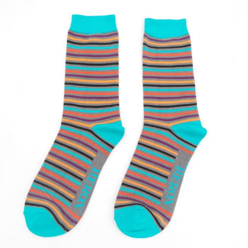Mr Heron Vibrant Stripes Socks Grey