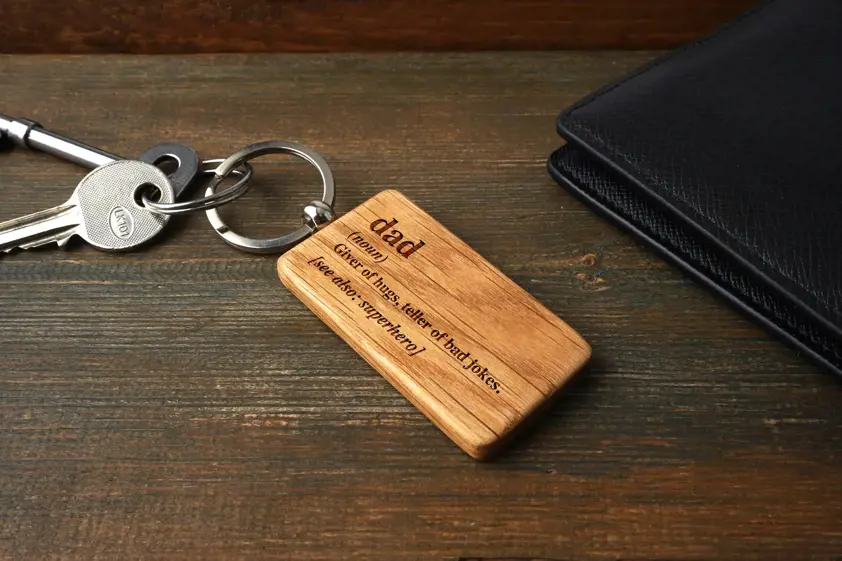 Loft 'Dad' Oak Rectangular Keyring