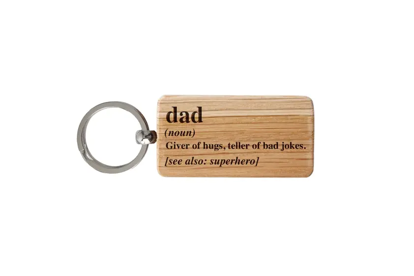 Loft 'Dad' Oak Rectangular Keyring