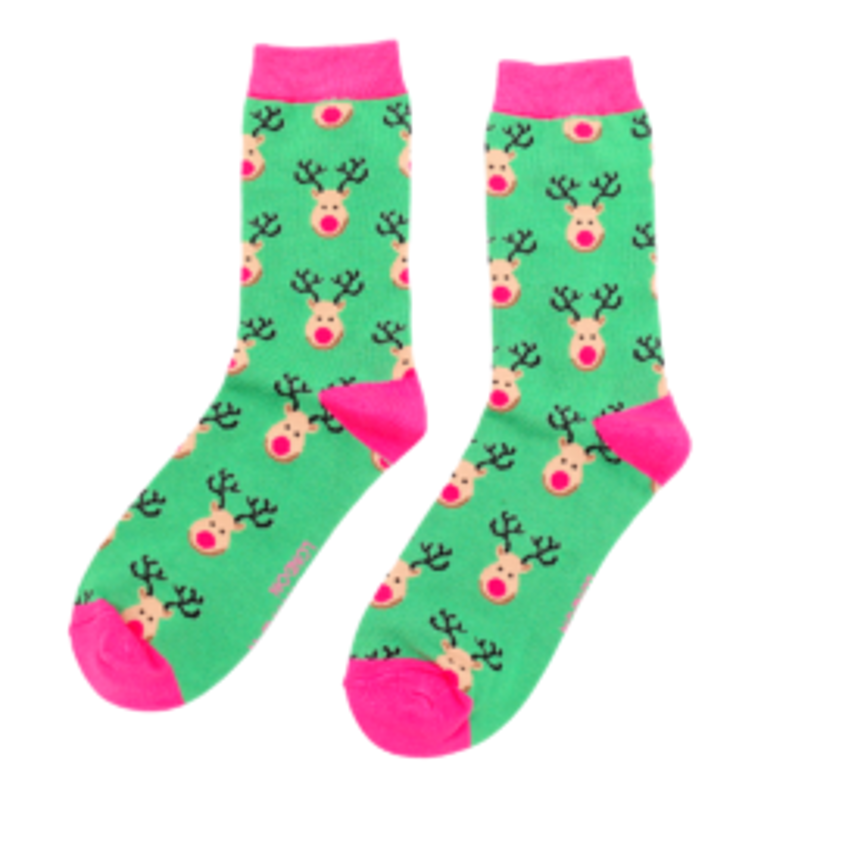 Reindeer Socks Green