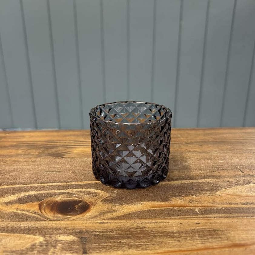 Smoke Glass Quartered Tealight