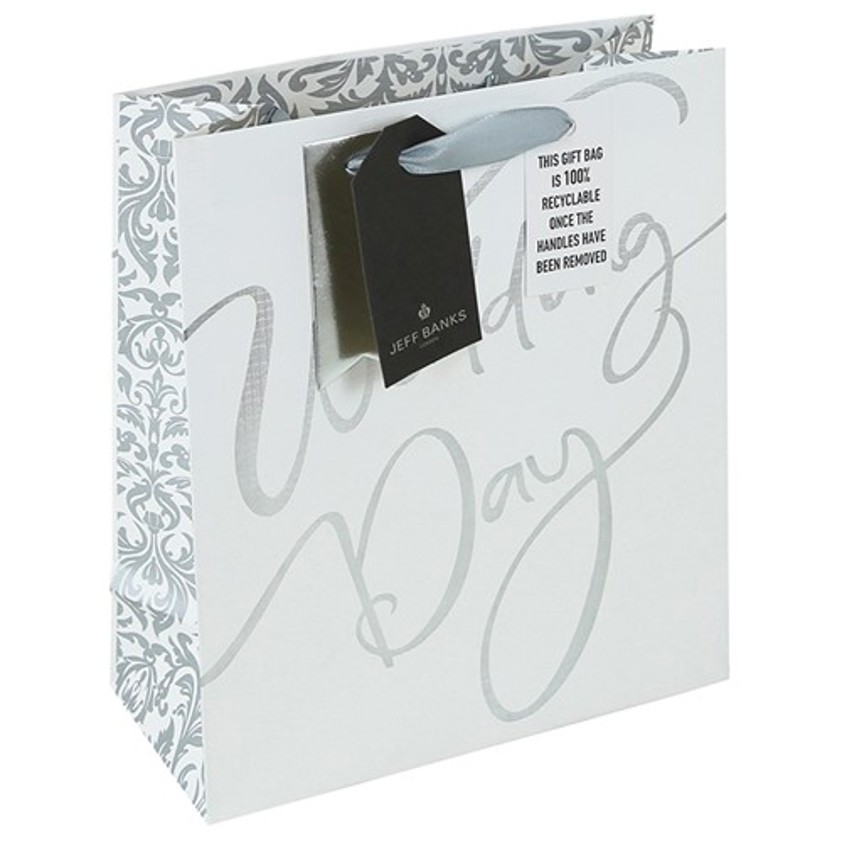 Jeff Banks Silver Wedding Gift Bag Medium