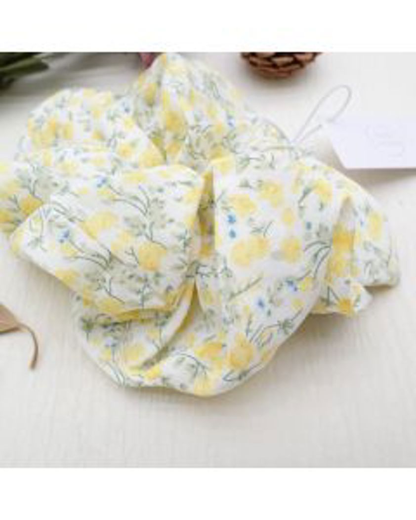 Yellow Large Floral Scrunchie