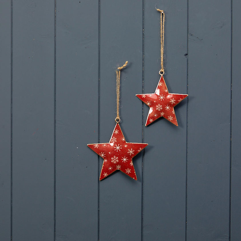 Hanging Red Patterned Star (10.5cm)