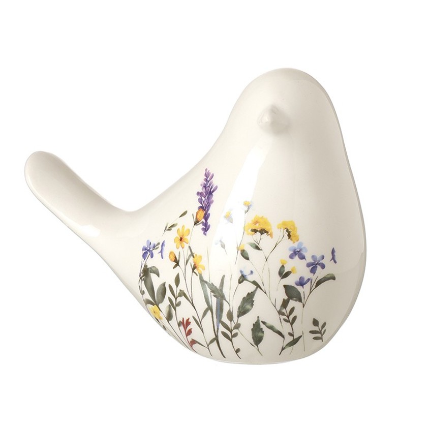 Flower Finish Ceramic White Dolomite Bird