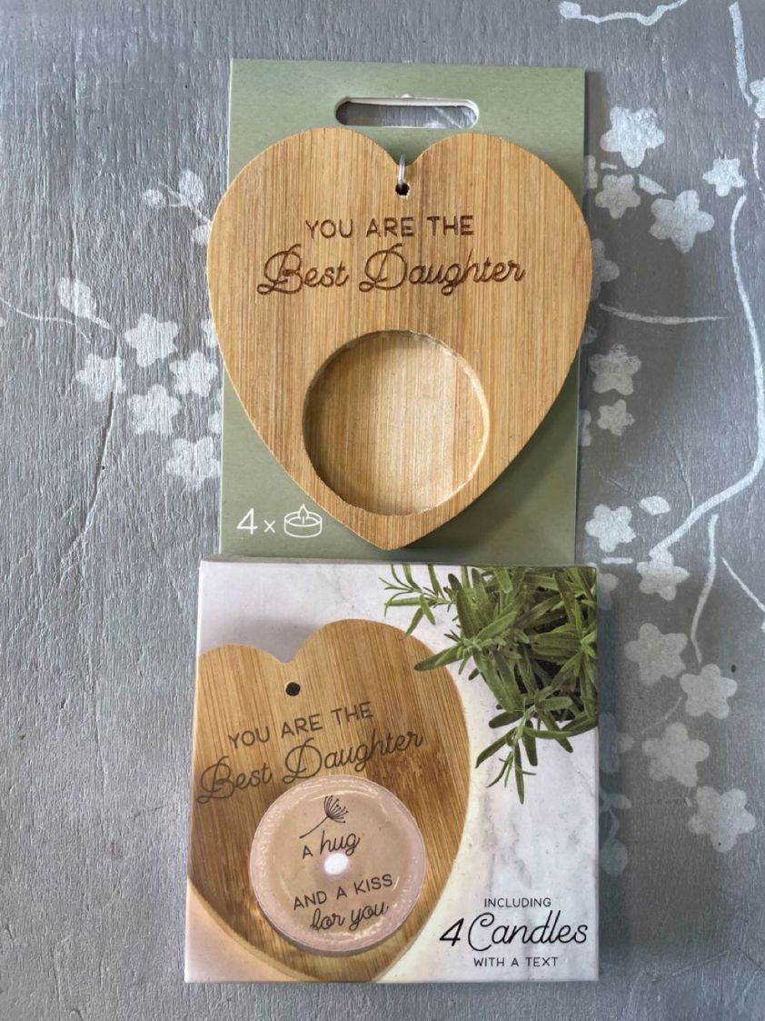 Best Daughter Heart Shaped Tea Light Holder with 4 Tea Lights