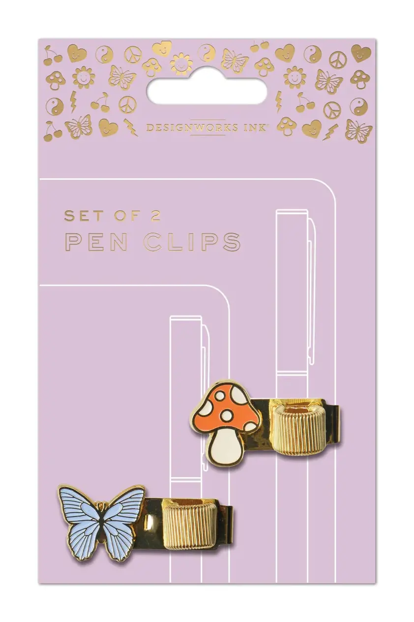 Pen Clips - Butterfly & Mushroom (set of 2)