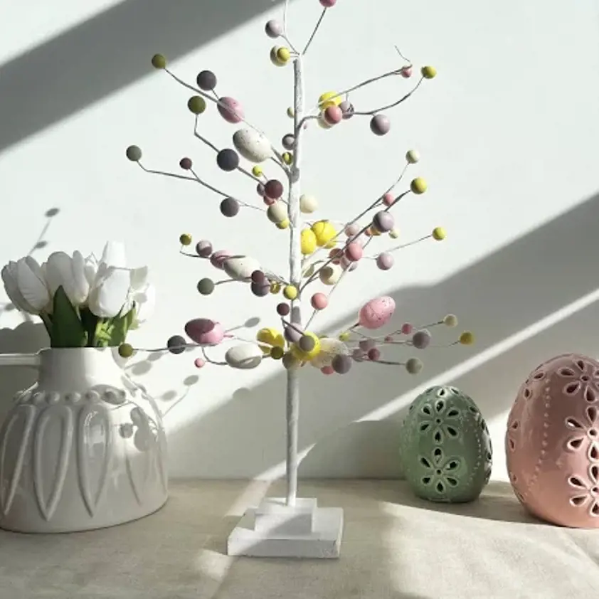 Decorative Easter Tree White With Spring Eggs