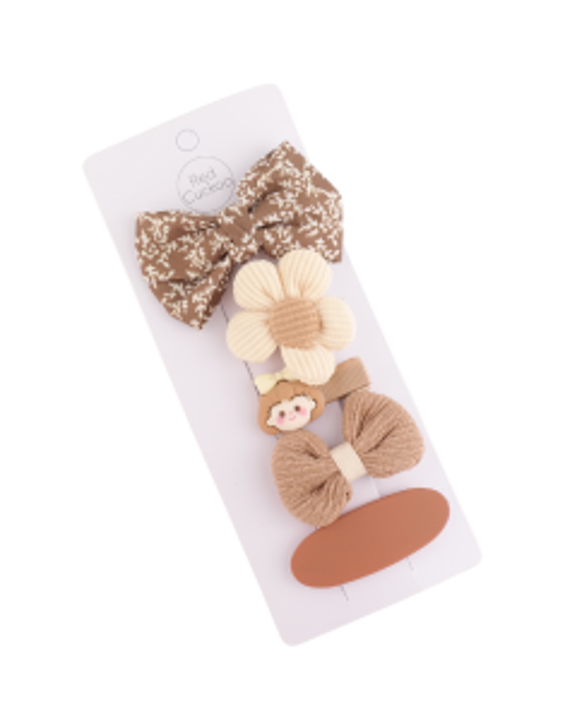 Brown Set Hair Clips Pack Of 5