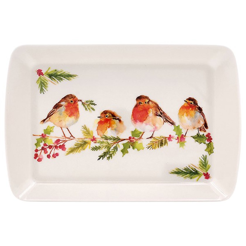 Winter Robins Small Tray