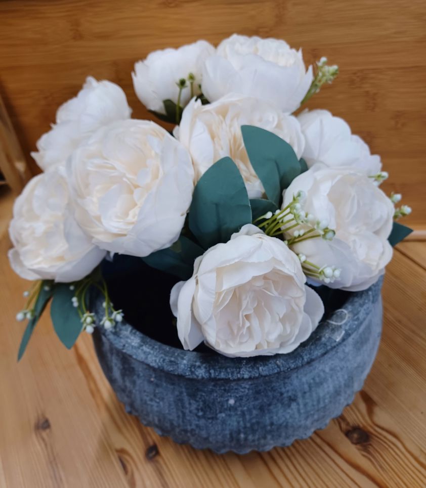Ribbed Planter Grey Wash 24x14cm