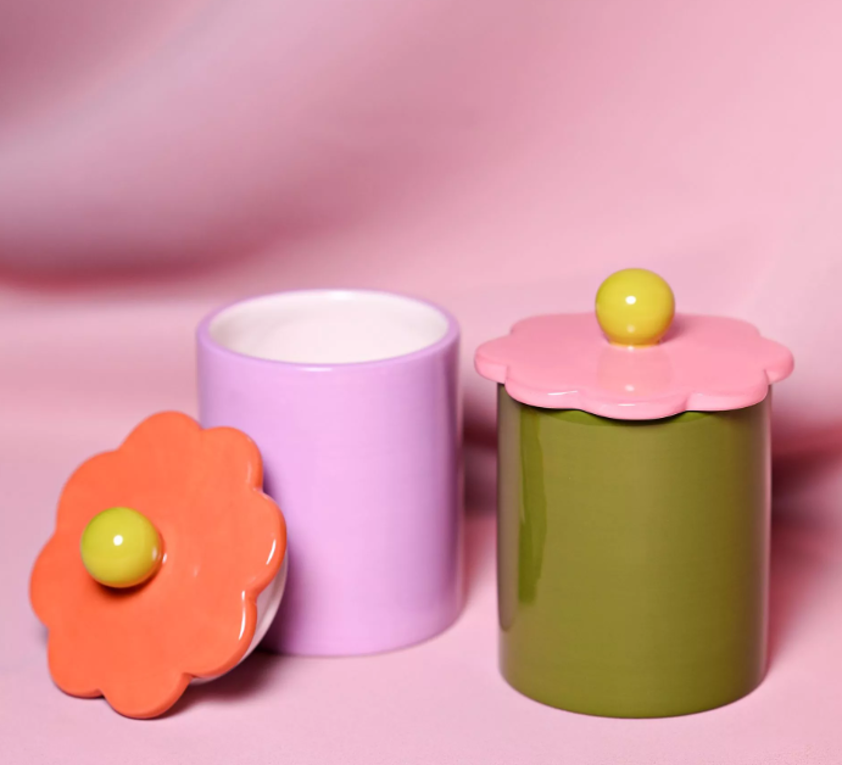 Raspberry Blossom Set of 2 Flower Storage Jars