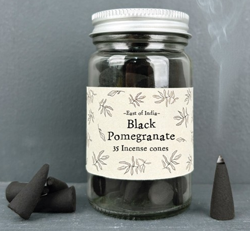 Jar of incense cones- Black Pomegranate