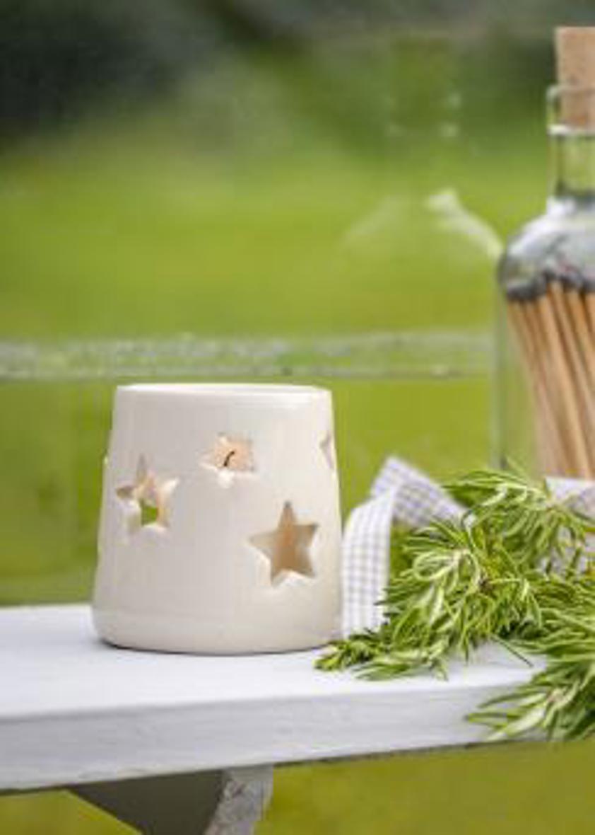 Ivory Ceramic Star cut out Votive