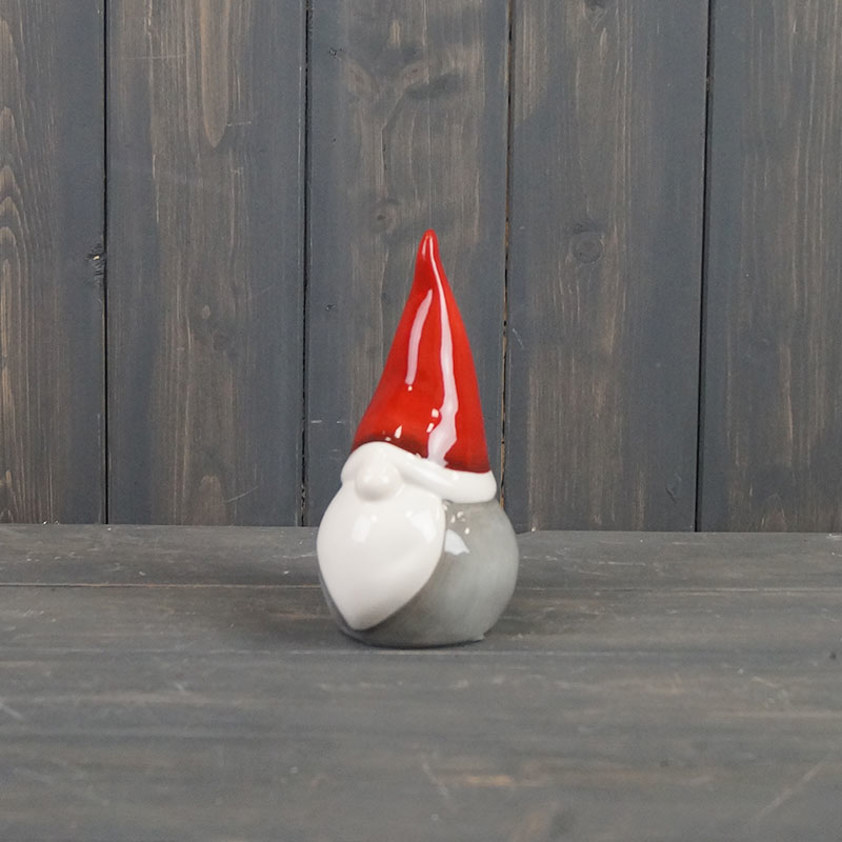 Medium Red Hat, Grey Ceramic Gonk (16cm)