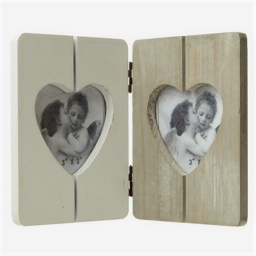 Wooden Double Heart Photo Frame - Small