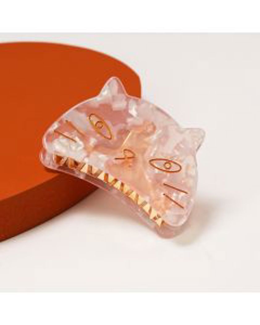 Cat Face Pink Hair Claw Clip