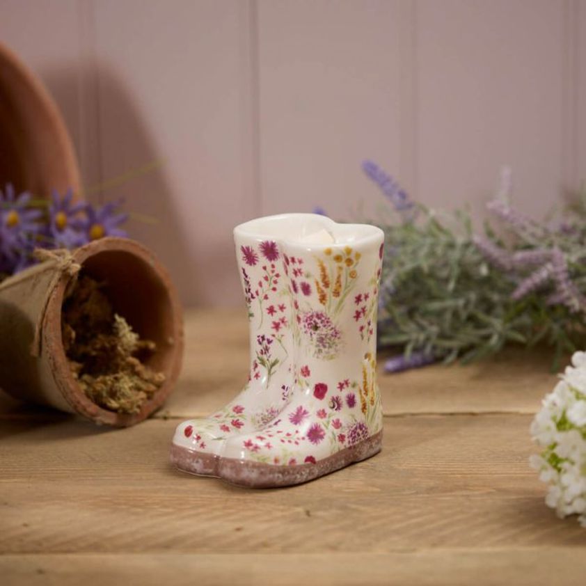 Floral Welly Boot Ceramic Burner