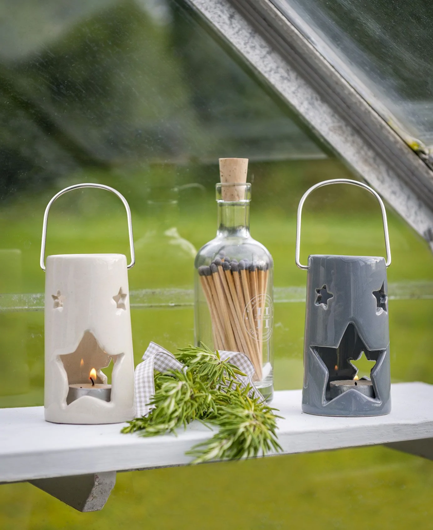 Ceramic Star Cut Lantern Tea Light holder