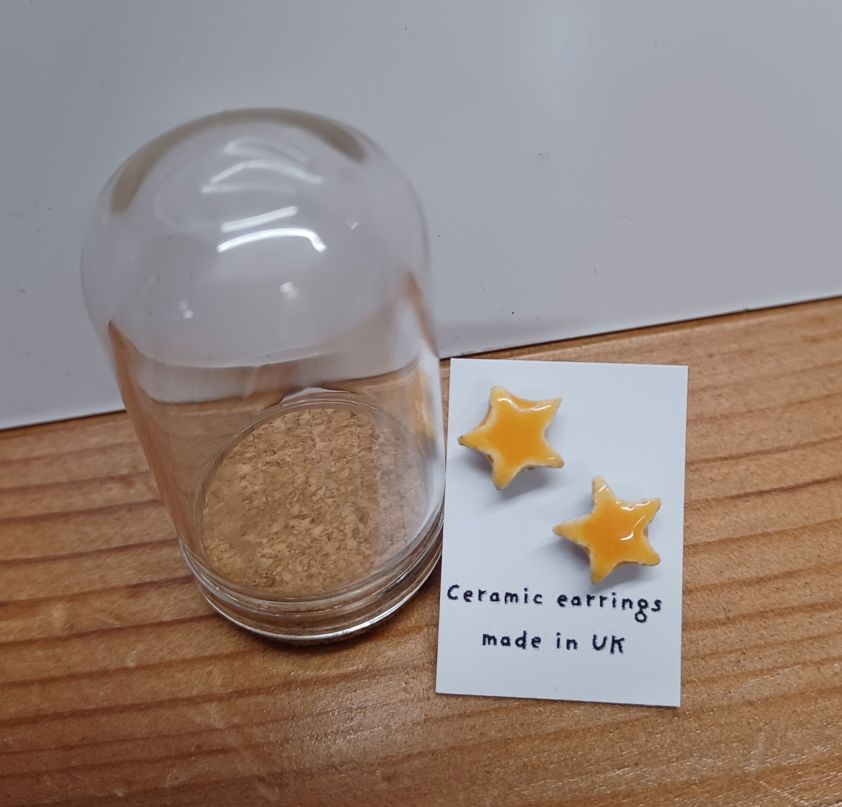 Yellow Stars Ceramic Earrings