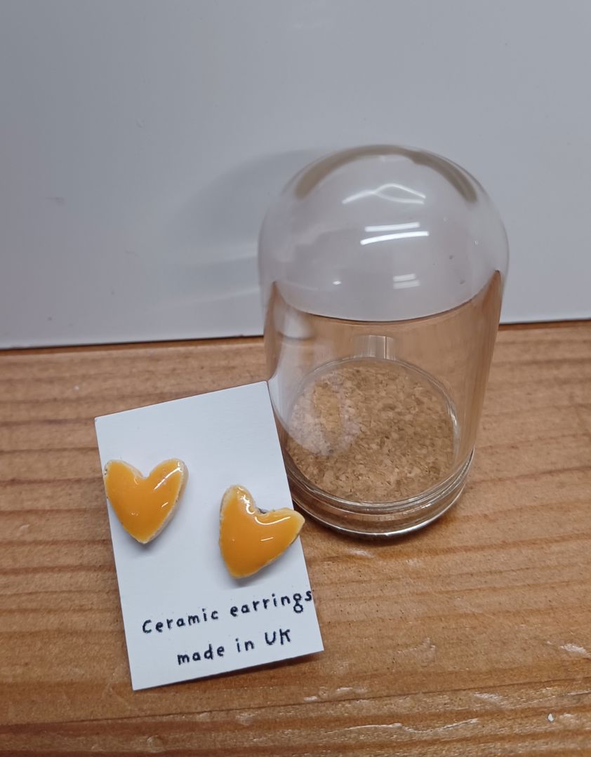 Orange Hearts Ceramic Earrings