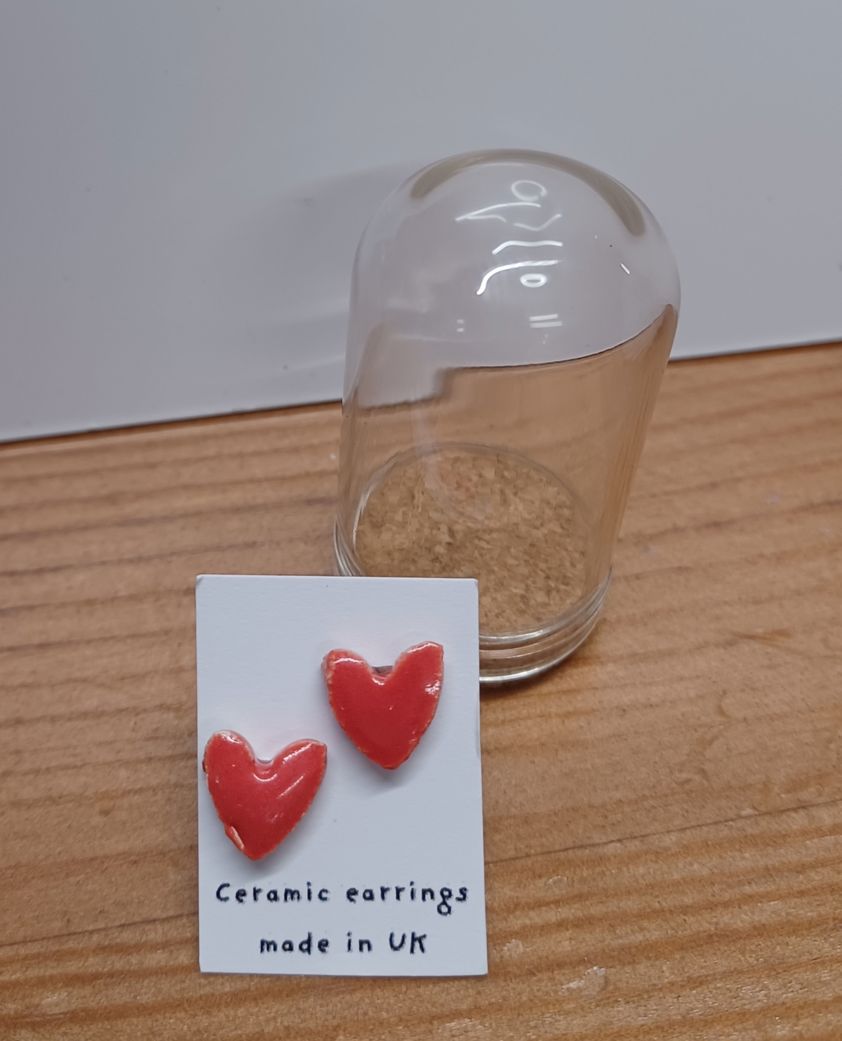 Red Hearts Ceramic Earrings