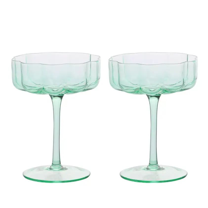 Hestia Scallop Saucer Glass Set of 2 - Green