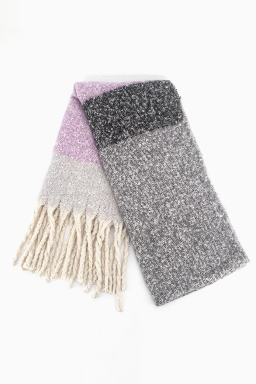 Isa Heavyweight Scarf Grey Colour Block