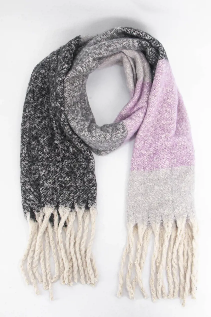 Isa Heavyweight Scarf Grey Colour Block