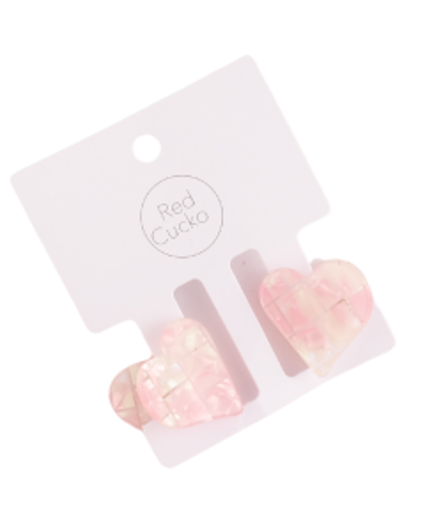 Mini Hearts Hair Claw Clips Twin Pack Pink