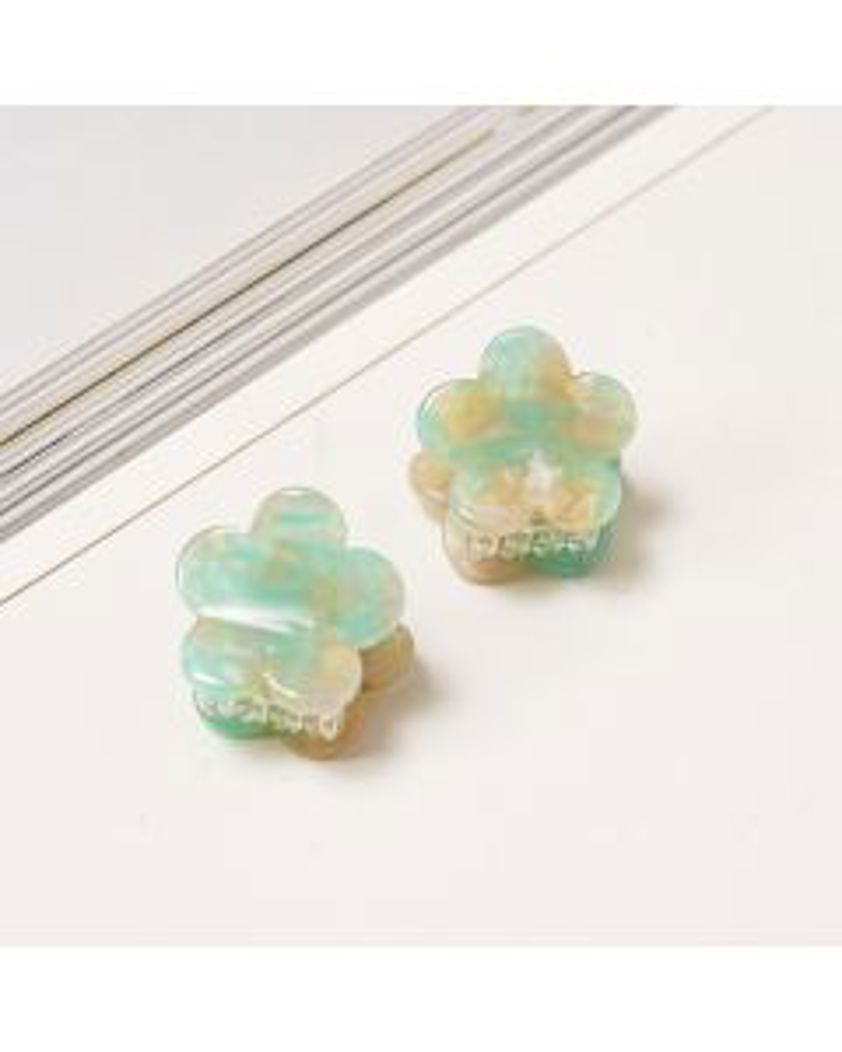 Mini Hair Claws Pair Flower Mint