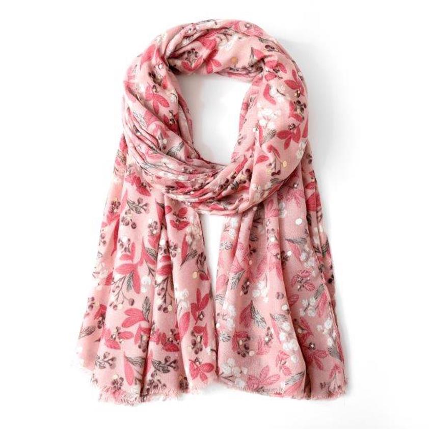 Pink Berries in Glitter Scarf Pink