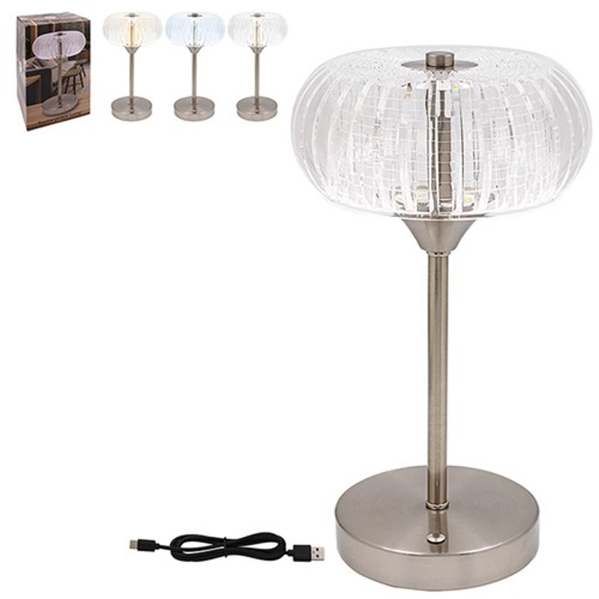 LED Touch Lamp Silver Circular