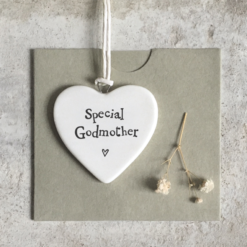 Special godmother Porcelain small family hanging heart