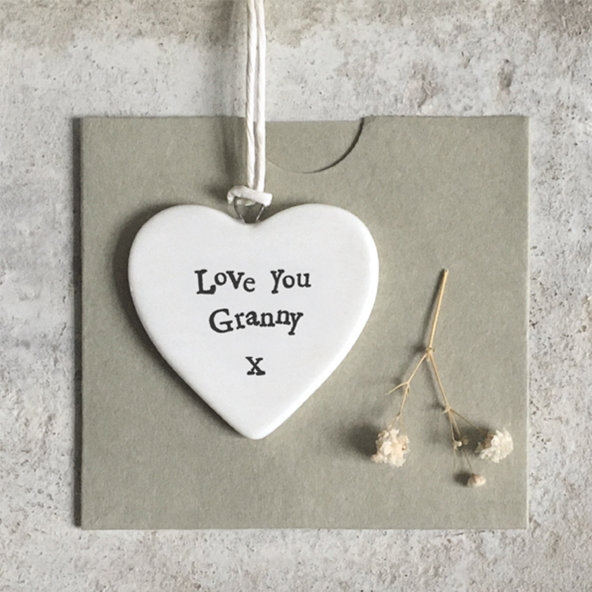 Porcelain small family hanging heart