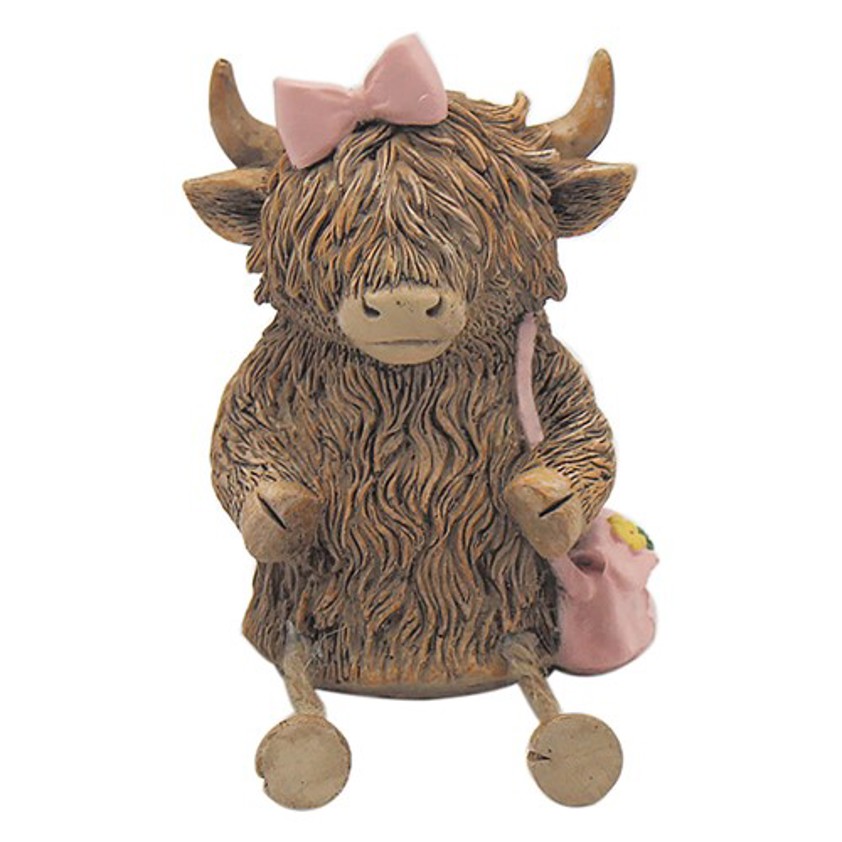 Highland Cow Dangle Legs Pink Box