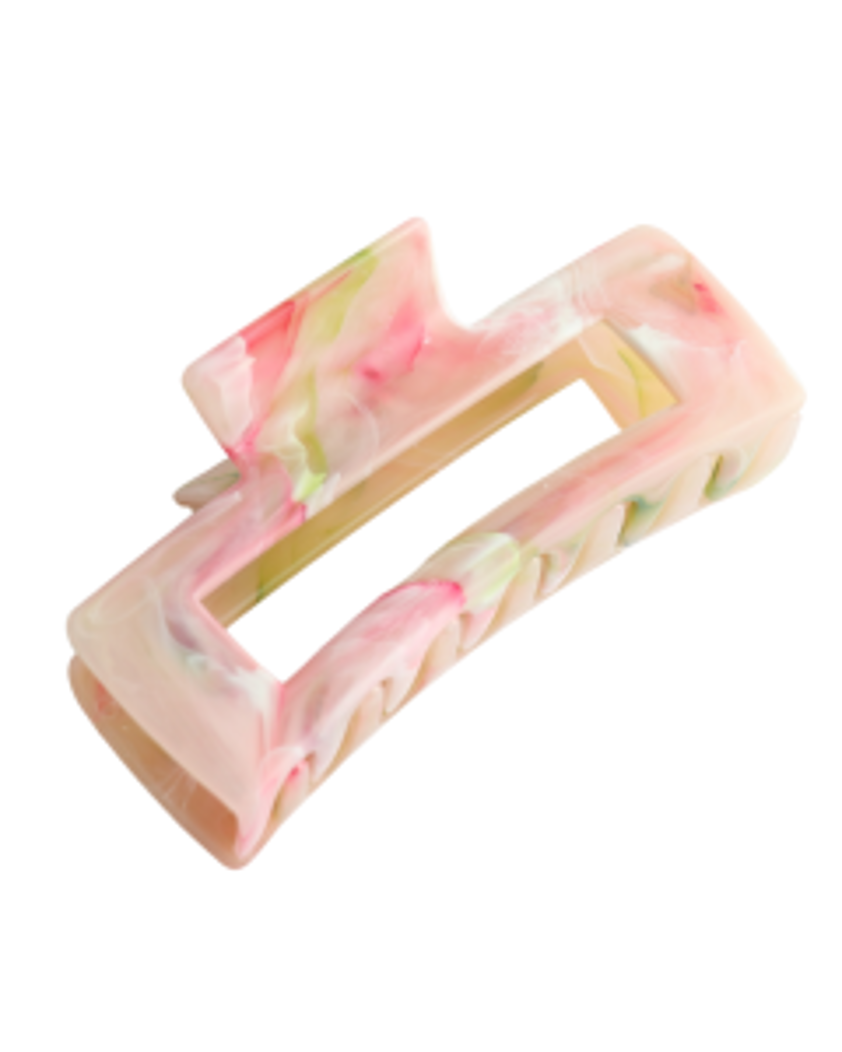 Rectangle Hair Claw Clip Pink Green