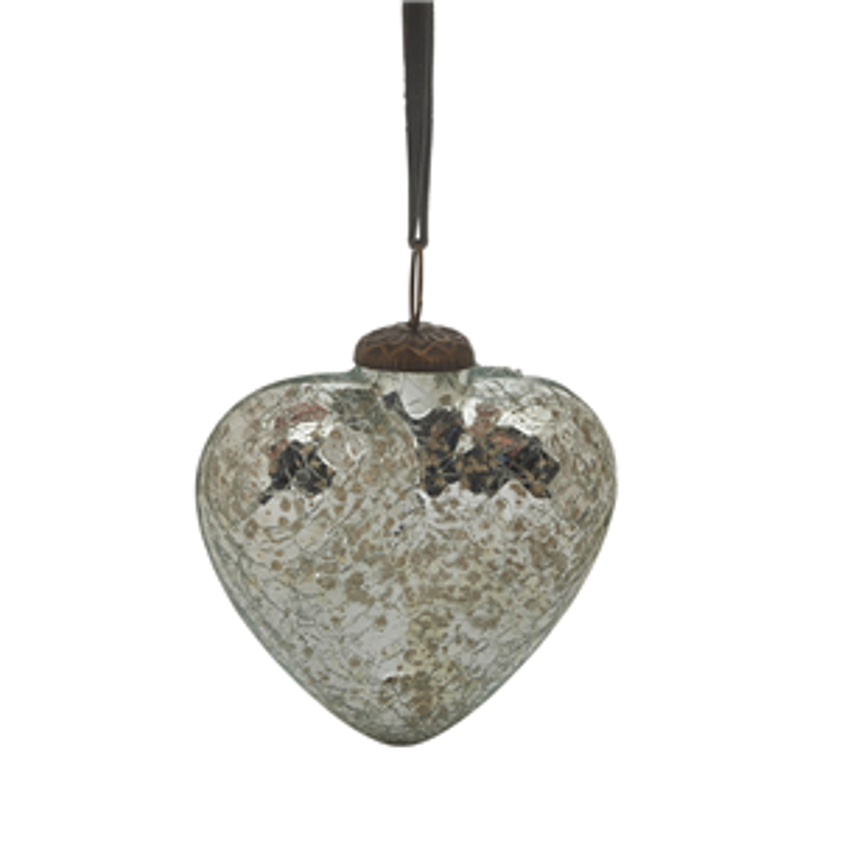 Amara small cracked glass heart bauble