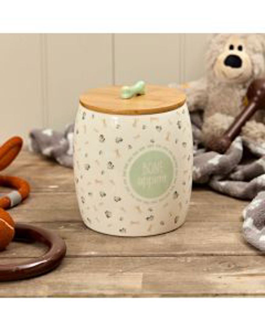 Bone Appetite Repeat Pattern Treat Sealed Jar With Bamboo Lid