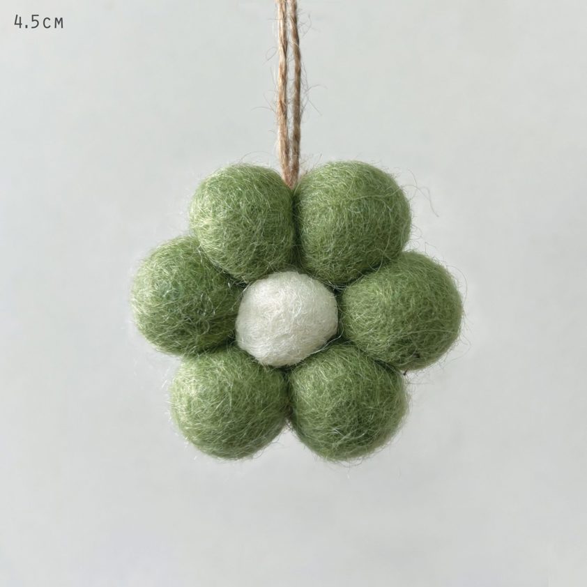 Small felt daisy hanger-Green