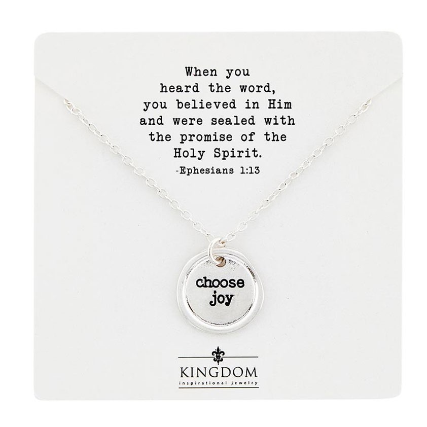 Sealed In Faith Pendant & Chain - Choose Joy